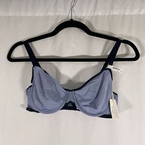 New Smoothez Aerie Bralette Women's 36C Blue Sheer Hook Eye Underwire